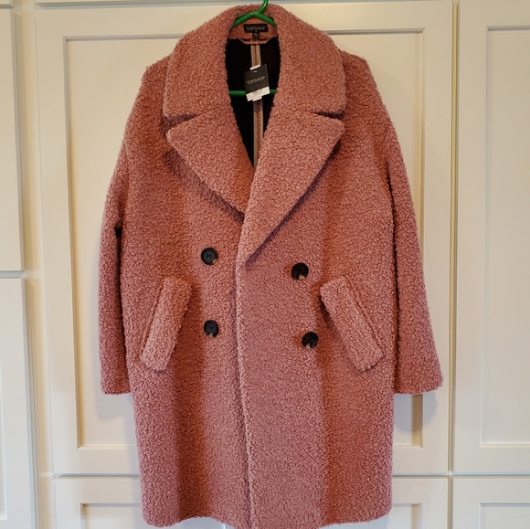 topshop boucle button front coat